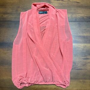 Benjamin Jay Sheer Coral Sleeveless Drape Top